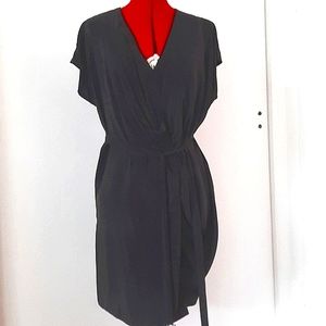 All Saints 100% silk black asymmetrical dress